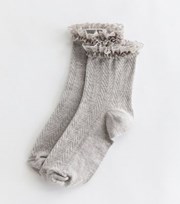 New Look Grey Cable Frill Ankle Socks